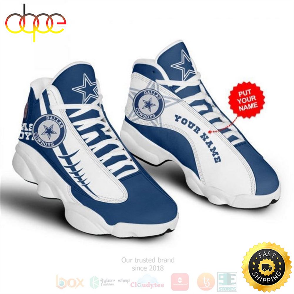 Dallas Cowboys Football Nfl Custom Name Air Jordan 13 Shoes Lds6pj