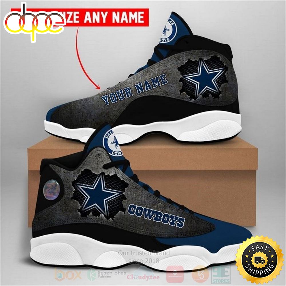 Dallas Cowboys Nfl Custom Name Air Jordan 13 Shoes 4 Mecr02