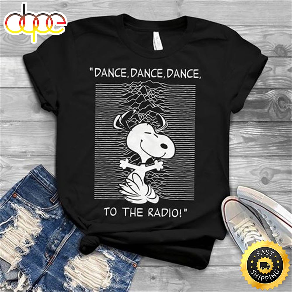 Dance Dance Dance To The Radio Snoopy T Shirt Black J61rpr