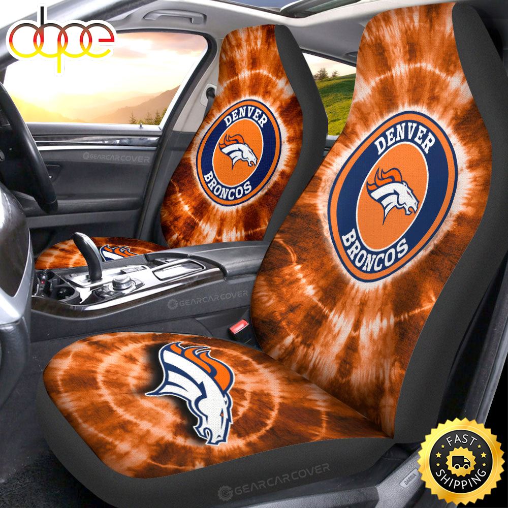 Denver Broncos Car Seat Covers Custom Tie Dye Car Accessories Tqdspr
