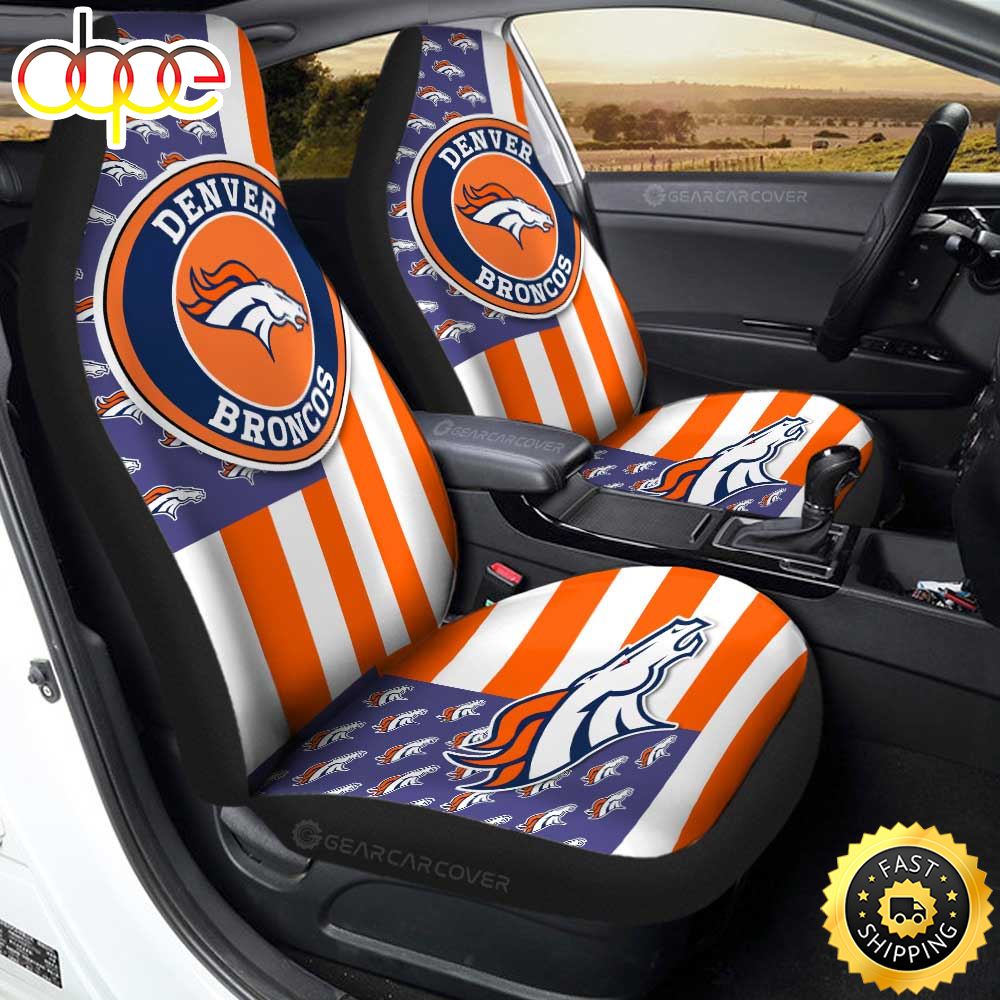 Denver Broncos Car Seat Covers Custom Us Flag Style X7k90d