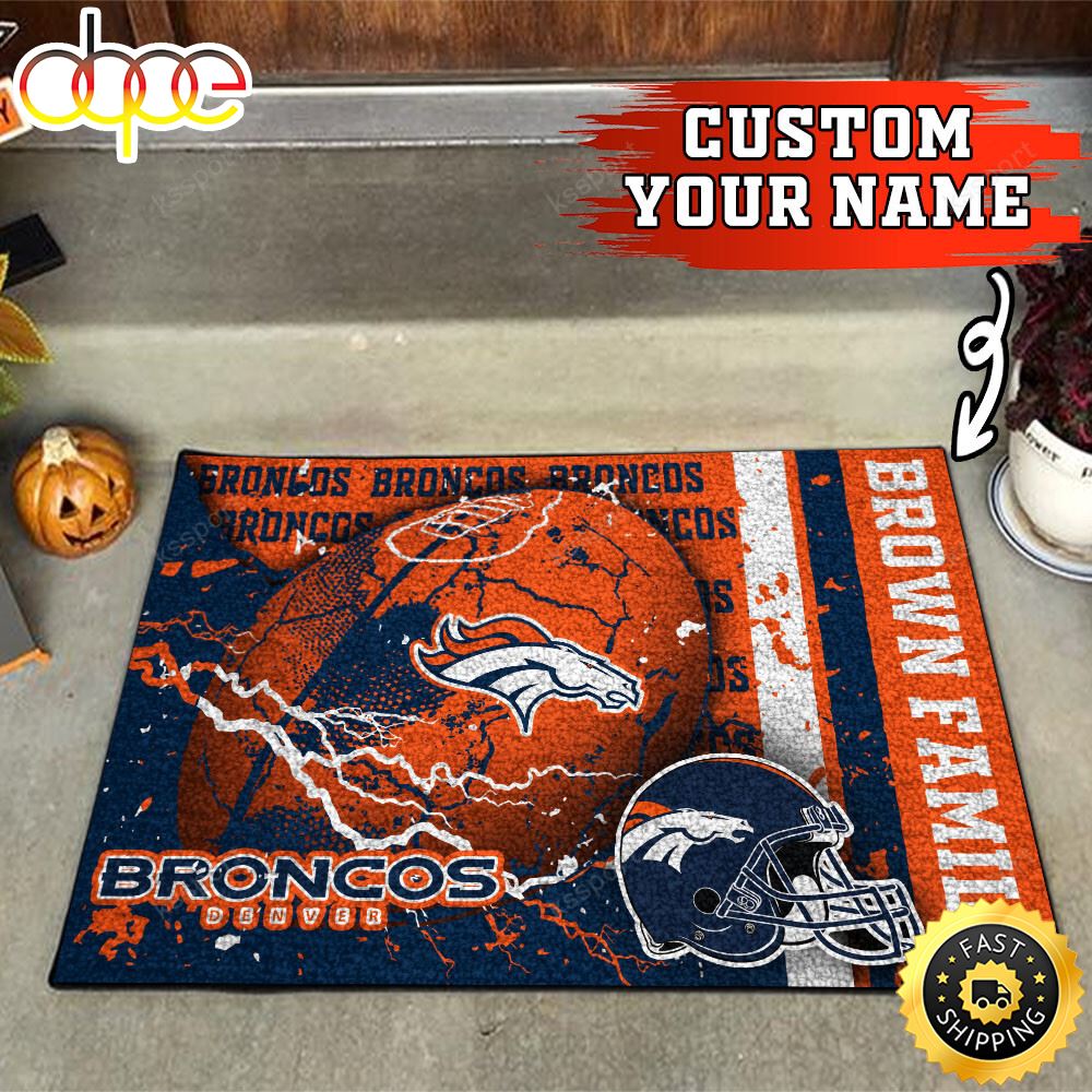 Denver Broncos NFL Custom Your Name Doormat Zsfyup