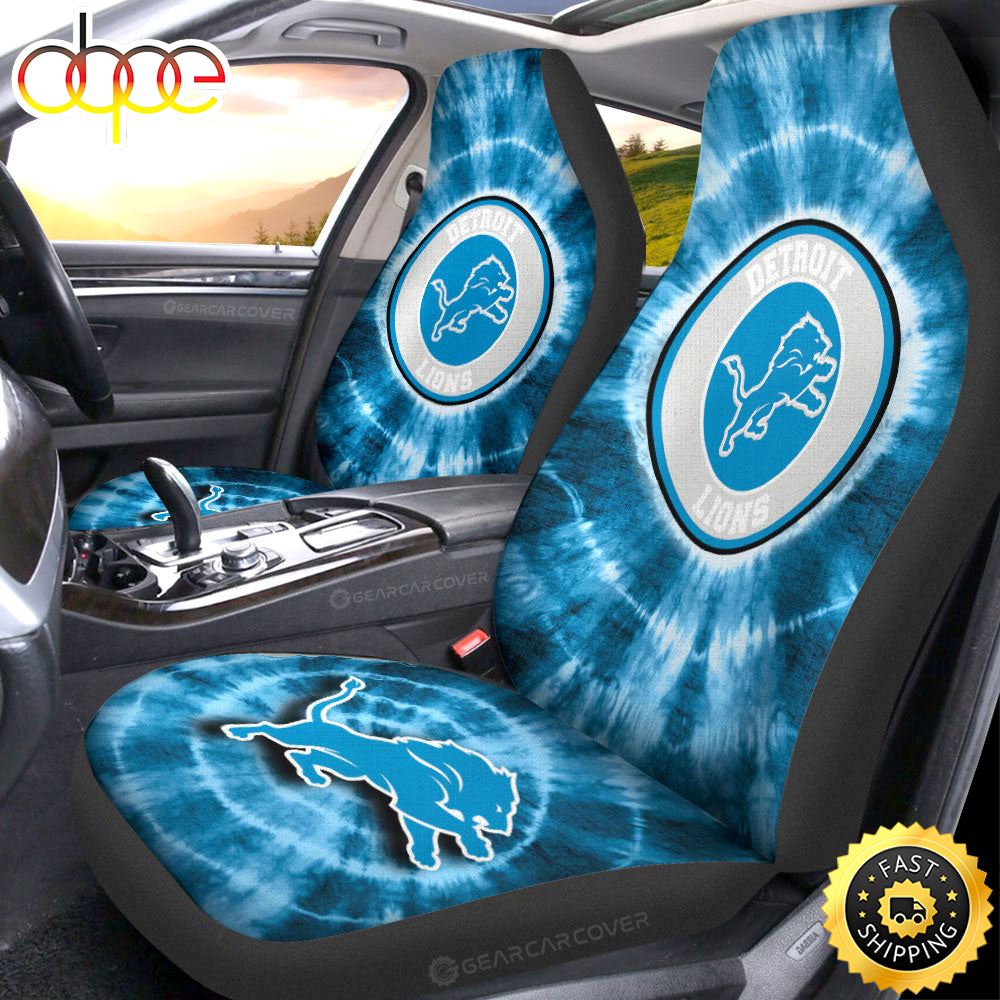 Detroit Lions Car Seat Covers Custom Tie Dye Car Accessories Haolzg