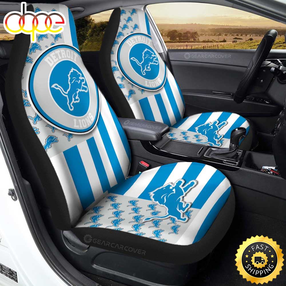 Detroit Lions Car Seat Covers Custom Us Flag Style Nozstj