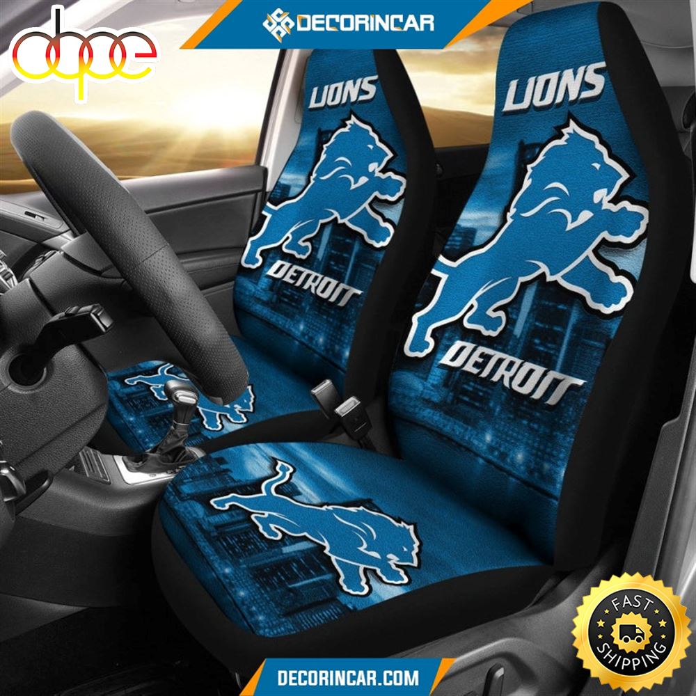 Detroit Lions Car Seat Covers Detroit Lions Logo City Background Seat Covers Kdy3wi