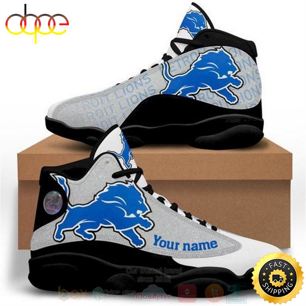 Detroit Lions Football Nfl Custom Name Air Jordan 13 Shoes Thxmxa