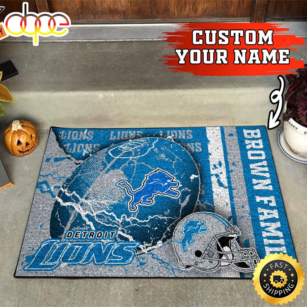 Detroit Lions NFL Custom Your Name Doormat N1dwpo