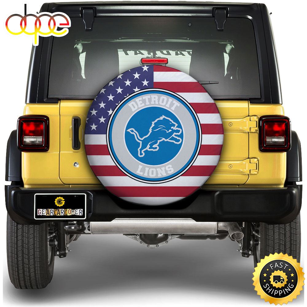 Detroit Lions Spare Tire Covers Custom US Flag Style P7ckoh