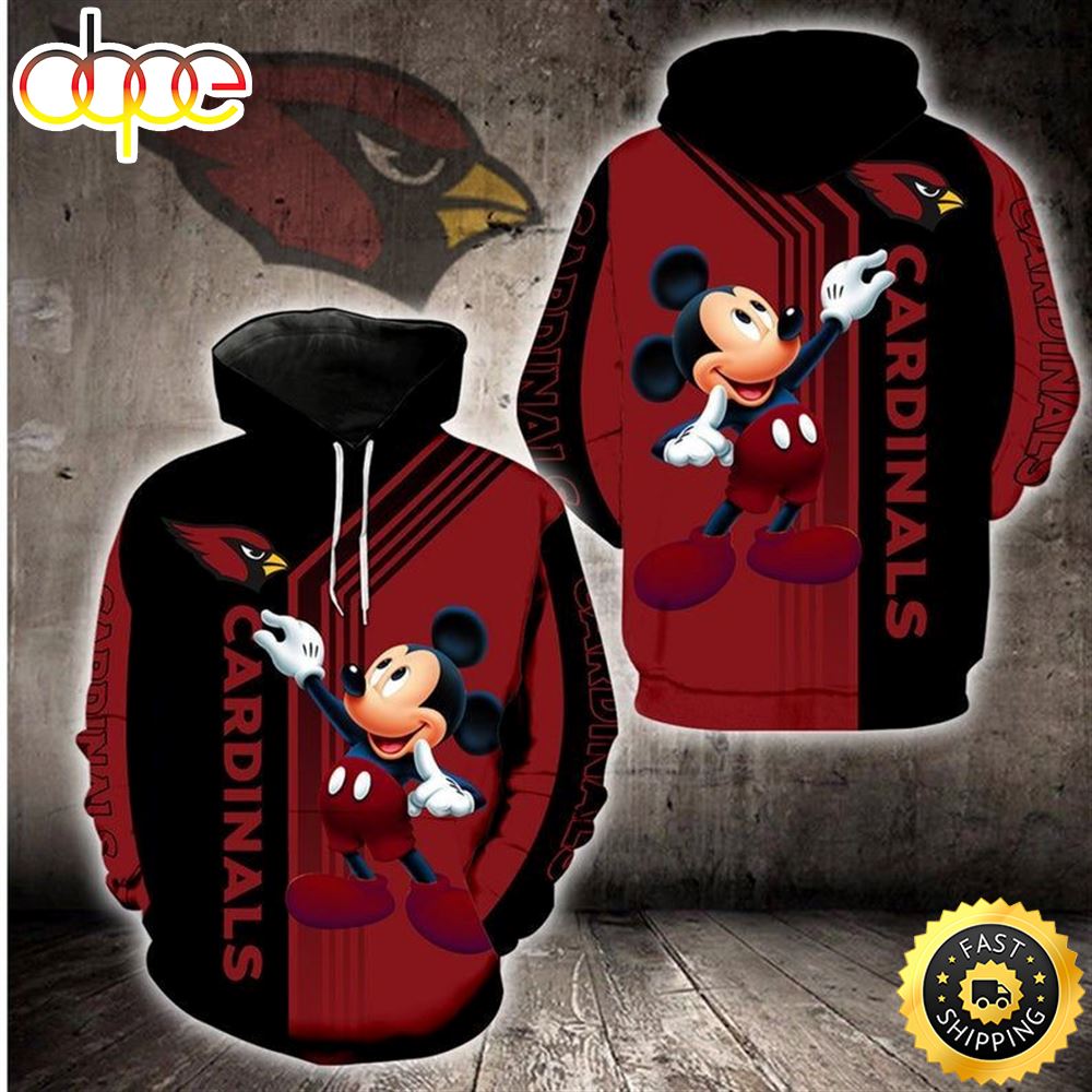 Disney Mickey Arizona Cardinals Nfl Gift For Fan 3d All Over Print Shirt Tyry0l