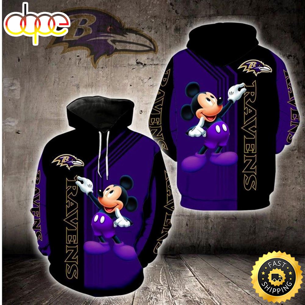 Disney Mickey Baltimore Ravens 12 Nfl Gift For Fan 3d All Over Print Shirt Le6bc7