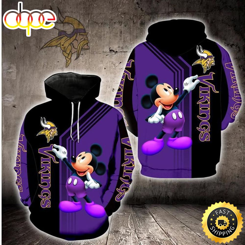 Disney Mickey Minnesota Vikings 2 Nfl Gift For Fan 3d All Over Print Shirt Hwxbud