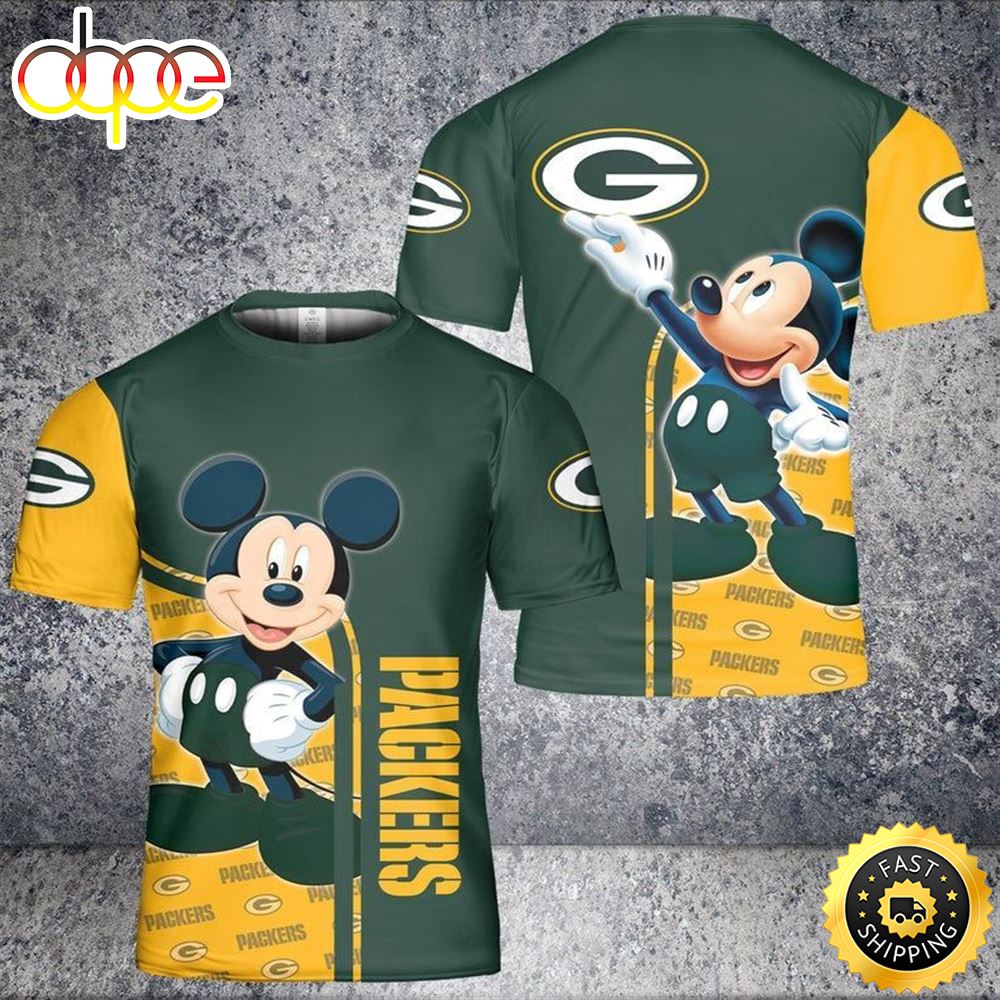 Disney Mickey Mouse Green Bay Packers 54 Nfl Gift For Fan 3d All Over Print Shirt Suwsqy
