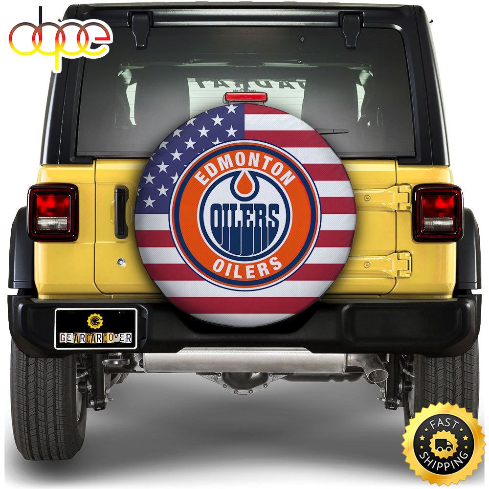 Edmonton Oilers Spare Tire Covers Custom US Flag Style Zyrqiw
