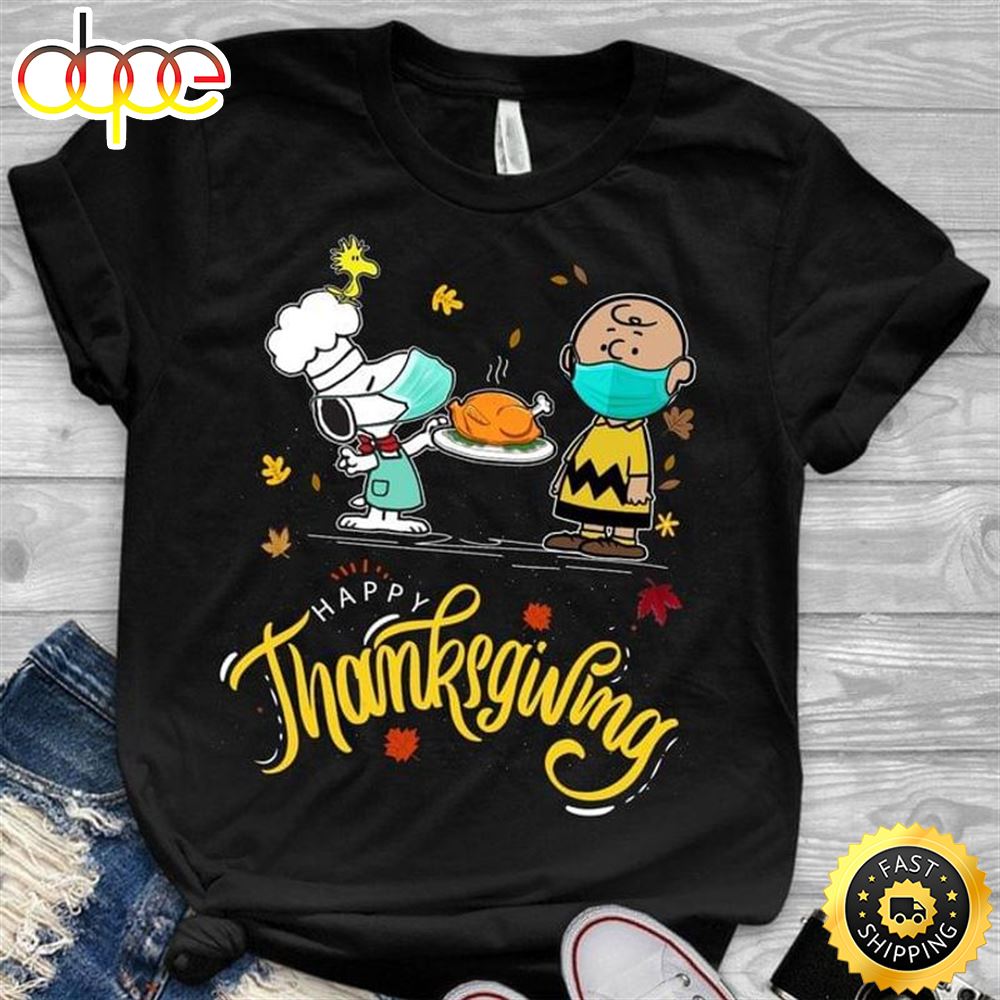 Funny Snoopy And Charlie Brown Happy Thanksgiving Quarantine Tshirt Wg6wg4