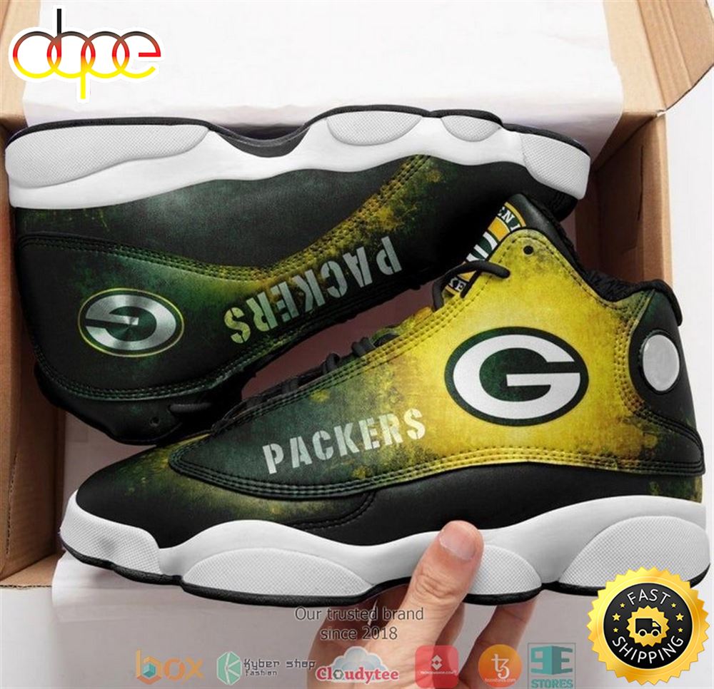 Green Bay Packer Nfl Big Logo Football Team 3 Air Jordan 13 Sneaker Shoes Vx9xpb