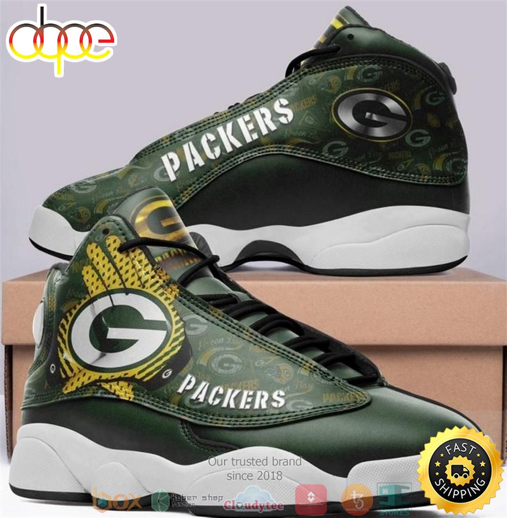 Green Bay Packer Nfl Big Logo Football Team 4 Air Jordan 13 Sneaker Shoes Wsvt0a