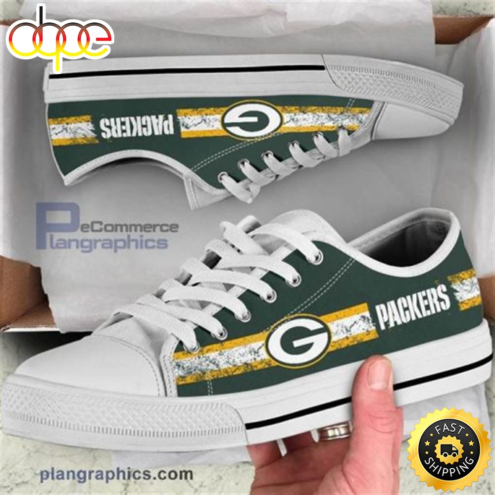 Green Bay Packers Canvas Shoes Low Top White Shoes B3656k