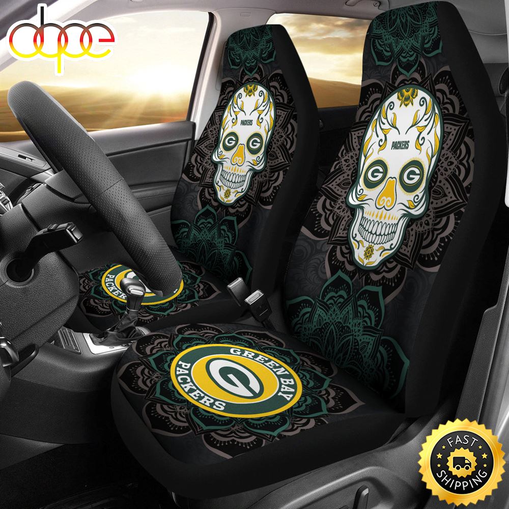 Green Bay Packers Car Seat Covers Nfl Skull Mandala For Fan Ph221109 12 Wb1auh