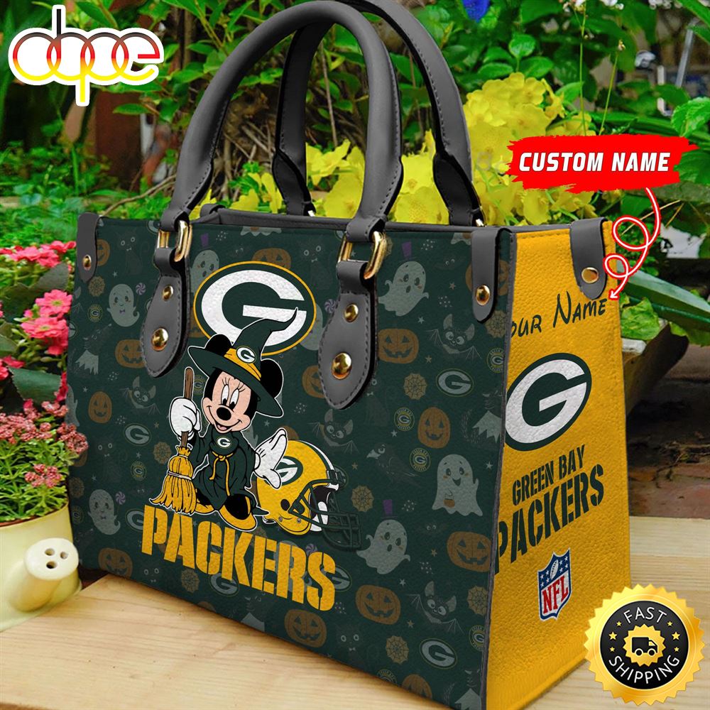Green Bay Packers NFL Minnie Halloween Women Leather Hand Bag Exnctc