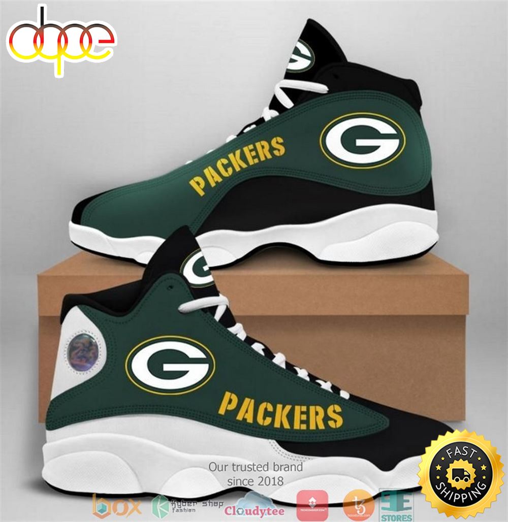 Green Bay Packers Nfl Big Logo Football Team Air Jordan 13 Sneaker Shoes Pgarnz