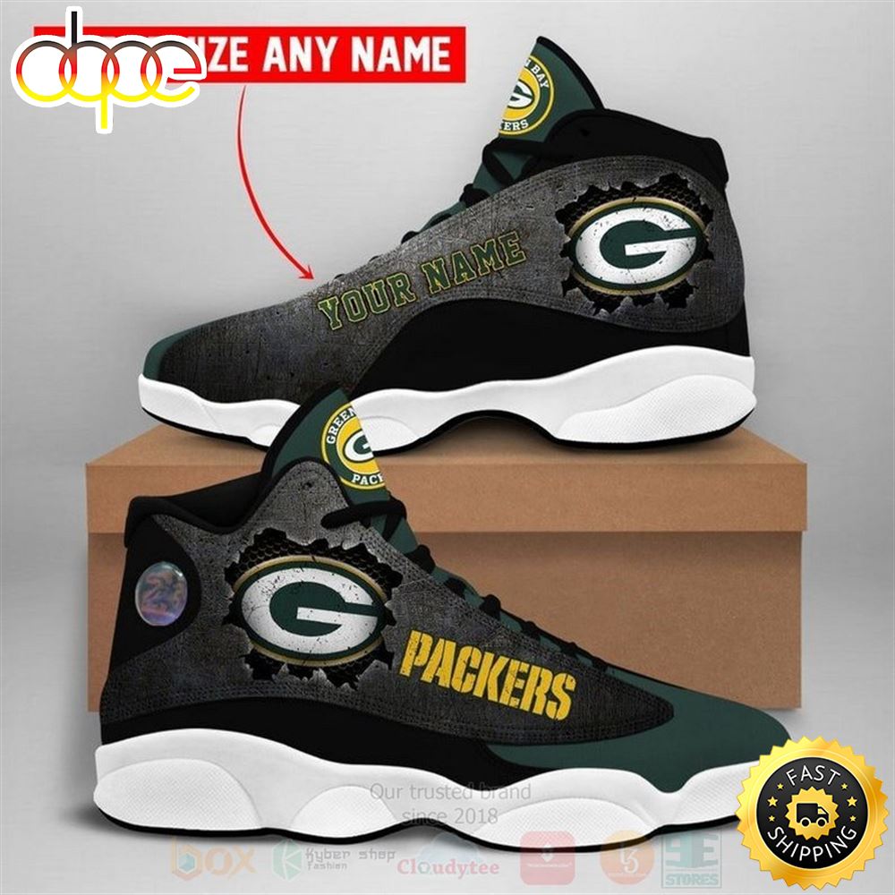 Green Bay Packers Nfl Football Team Custom Name Air Jordan 13 Shoes Vtzys5