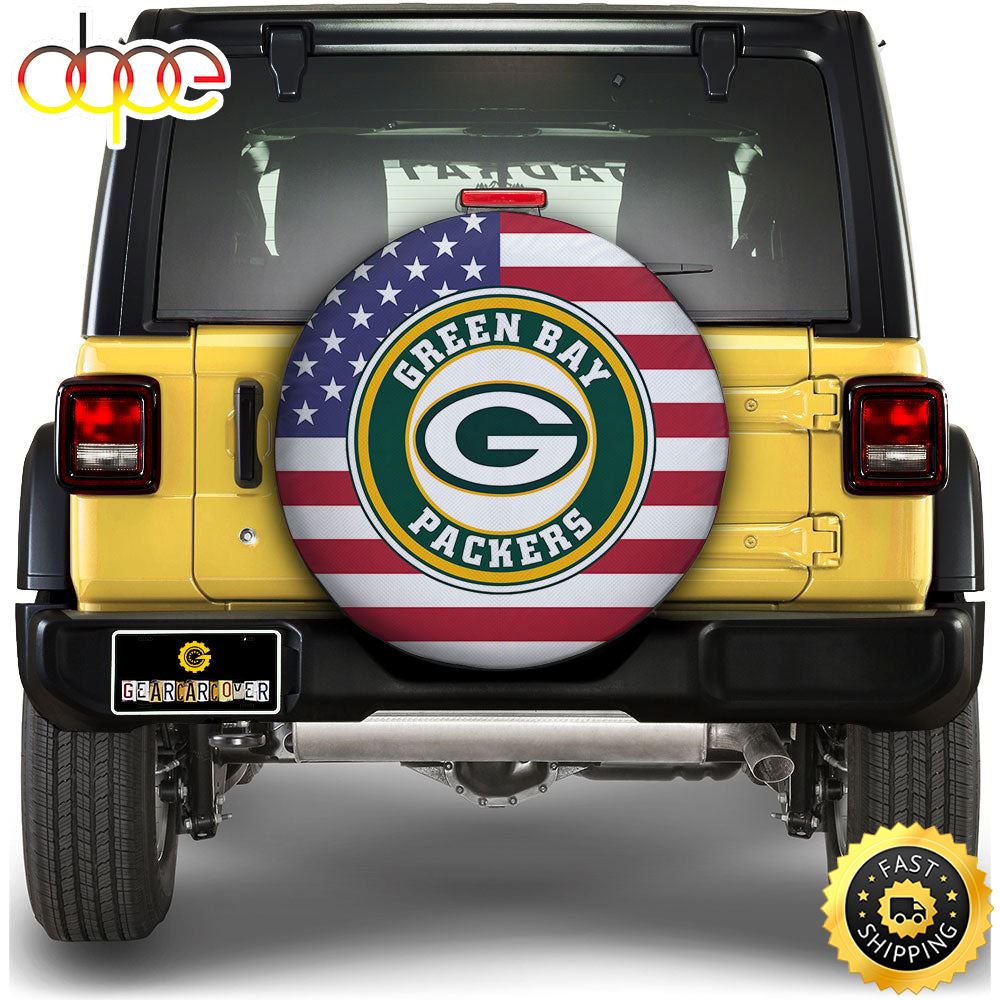 Green Bay Packers Spare Tire Covers Custom US Flag Style L0zv9c