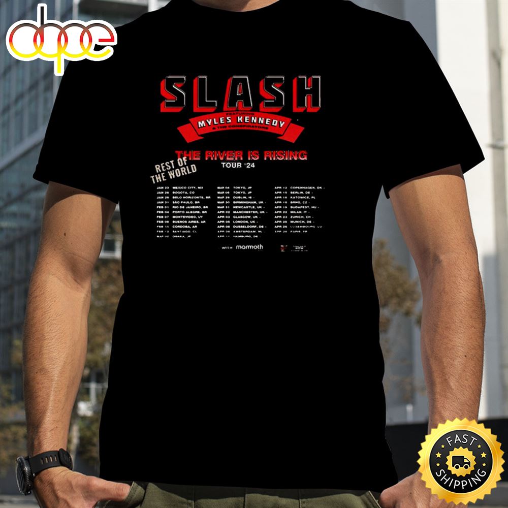 Official Guns N Roses And Slash Tour ft Myles Kennedy And The Conspirators  The River Is Rising Tour 24 Schedule List T-Shirt, hoodie, sweater, long  sleeve and tank top