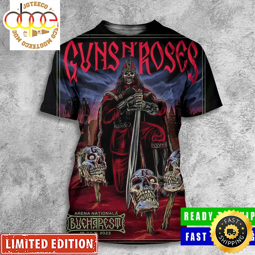 Guns N Roses Bucharest Event Show 16 July 2023 Poster All Over Print Shirt Amimpm