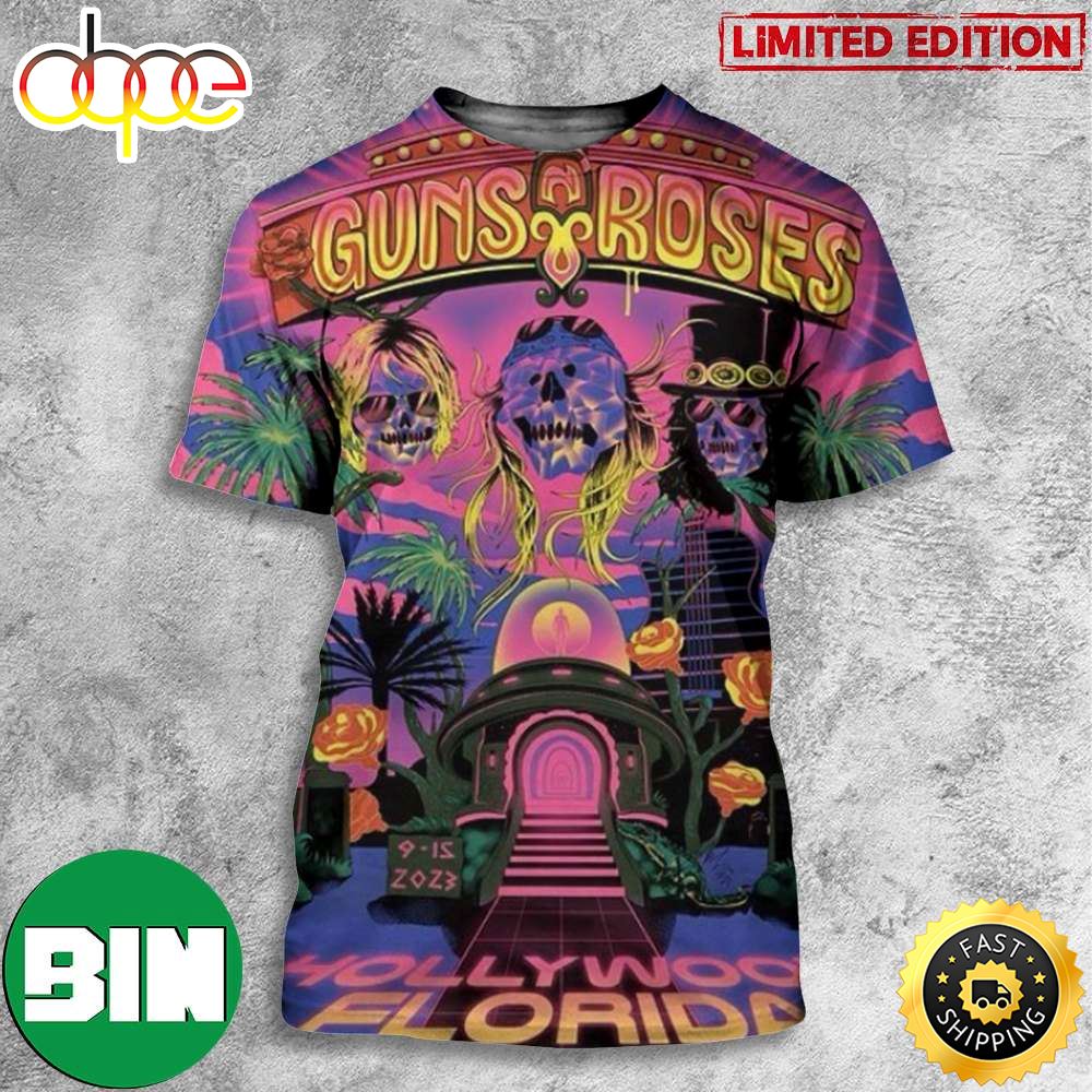 Guns N Roses Hollywood Florida North America Tour 2023 September 15 Poster All Over Print T Shirt Xd0mrz