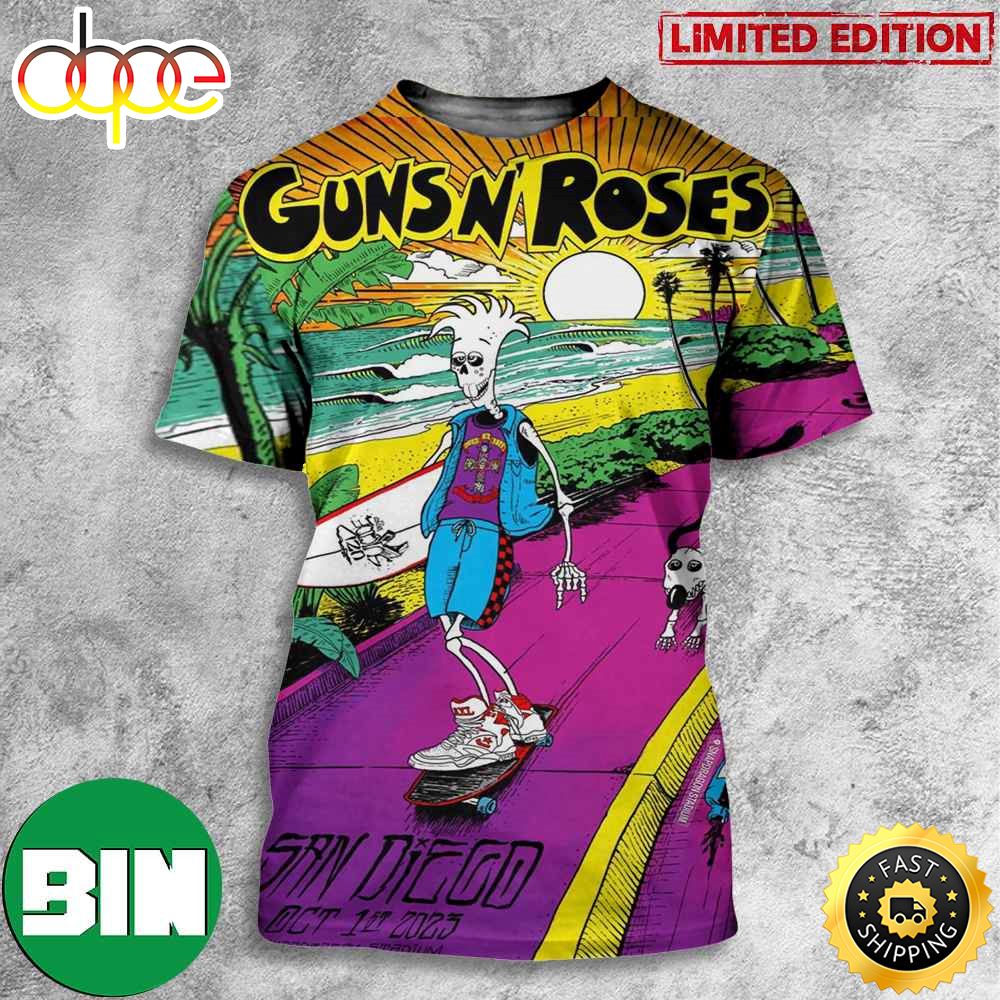 Guns N Roses In Snapdragon Stadium 1st October 2023 San Diego American Tour 3D T Shirt Fkmalr