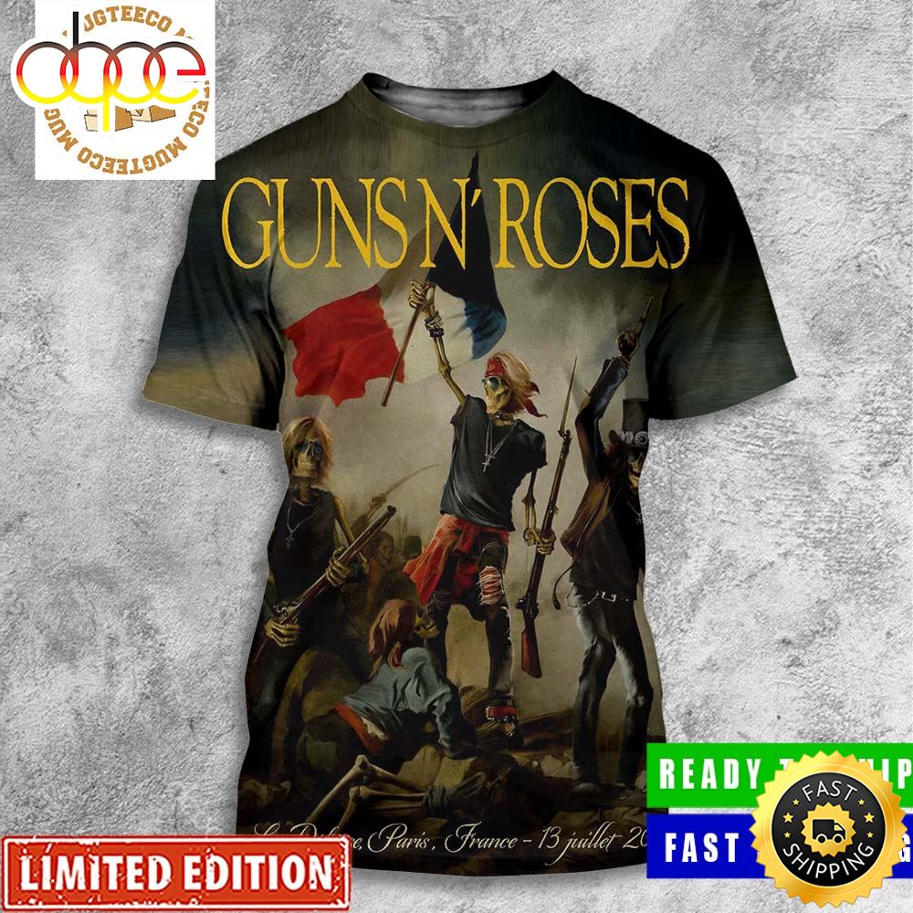 Guns N Roses La Defense Paris France 13 Juillet 2023 Summer Tour Poster All Over Print Shirt Rtpz9e