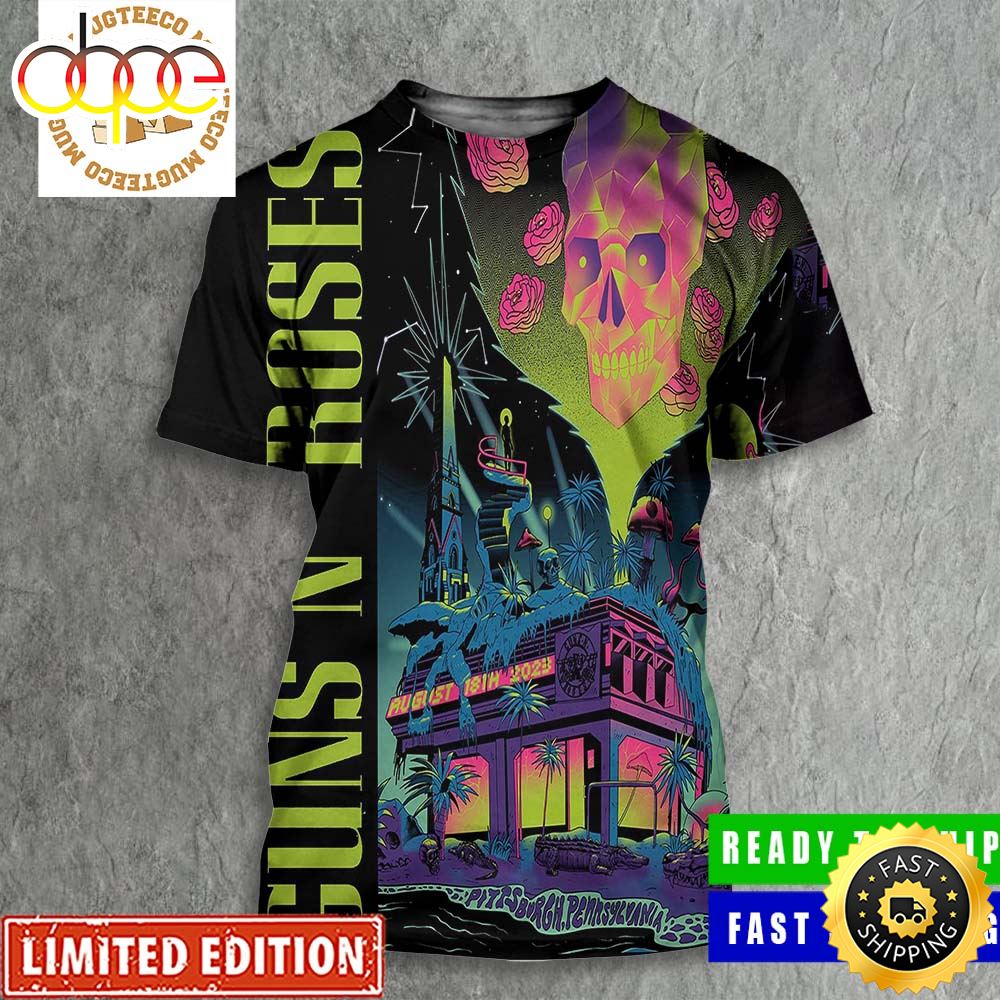 Guns N Roses Pittsburgh Pennsylvania August 18th 2023 North America Summer Fall Tour All Over Print Shirt Gduktd