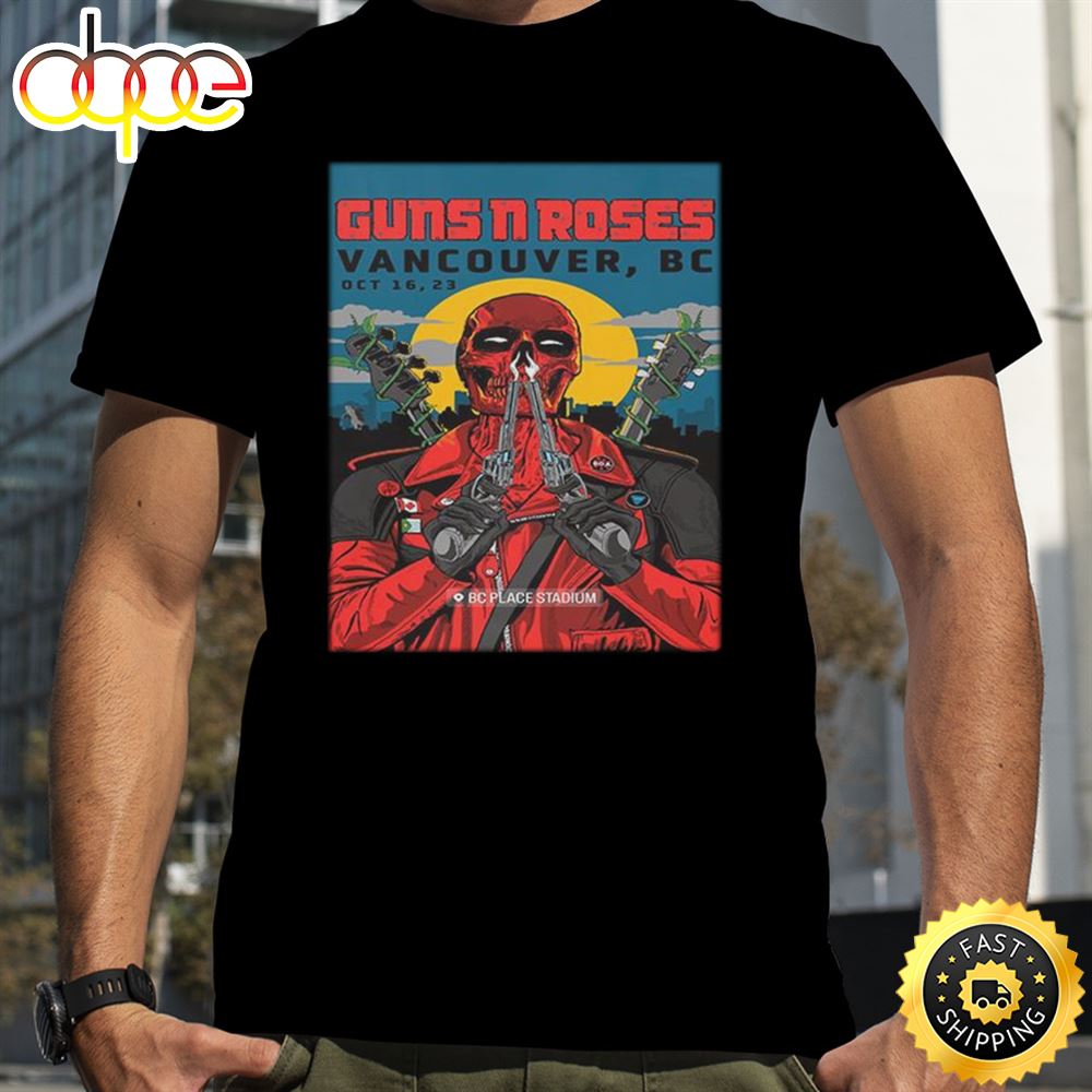 Guns N Roses Vancouver 2023 At BC Place Stadium October 16 Deadpool Skull Style American Tour T Shirt Gcfnmd