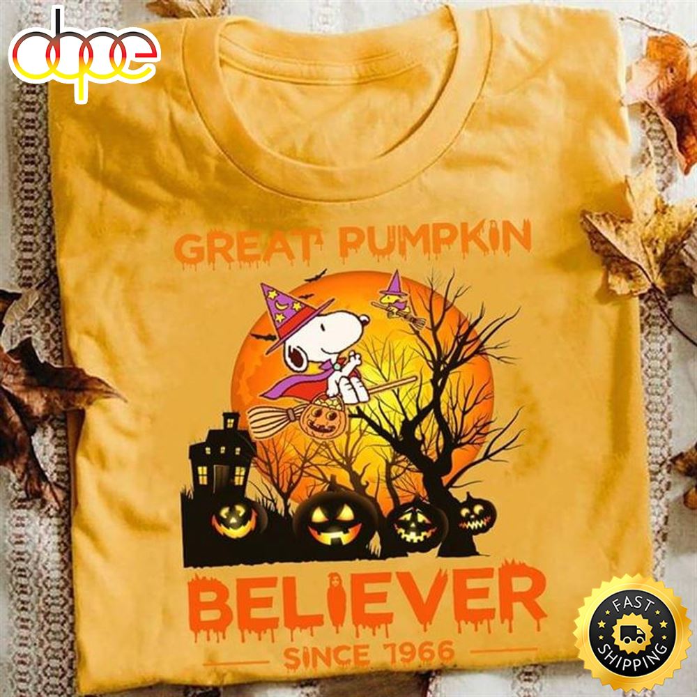 Halloween Snoopy Witch Tee Great Pumpkin Believer Since 1966 Orange T Shirt Rgiz6u