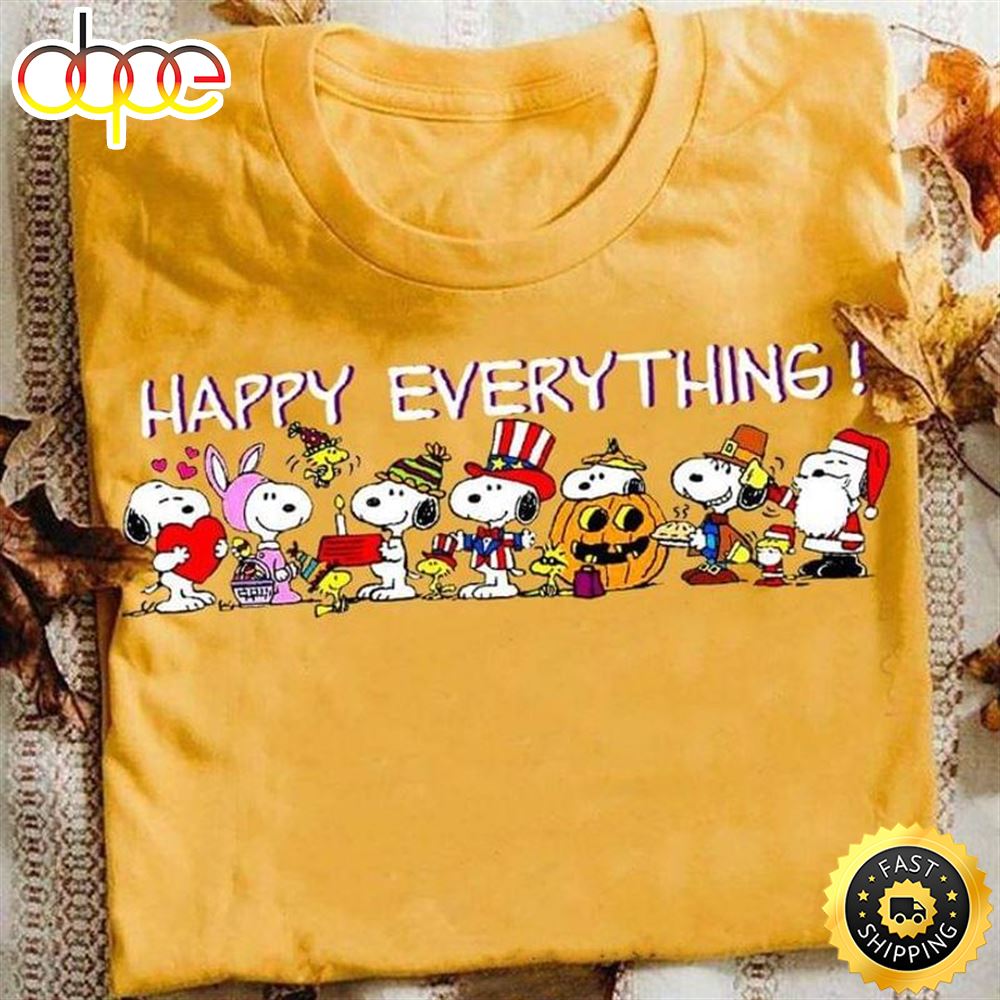 Happy Everything Tee Snoopy Lover Shirt Snoopy Parody Halloween Cosplay Cute Art Gold T Shirt Nvbcw1