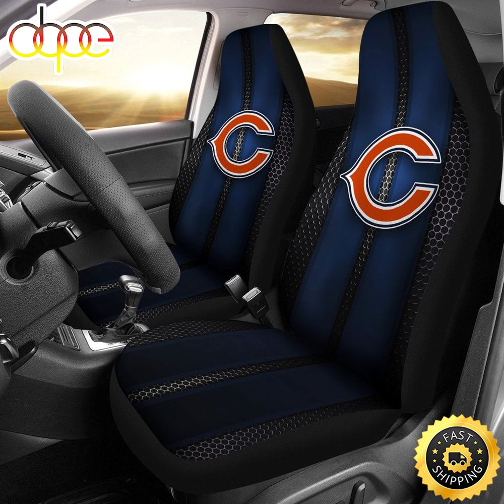 Incredible Line Pattern Chicago Bears Logo Car Seat Covers K5j1rn
