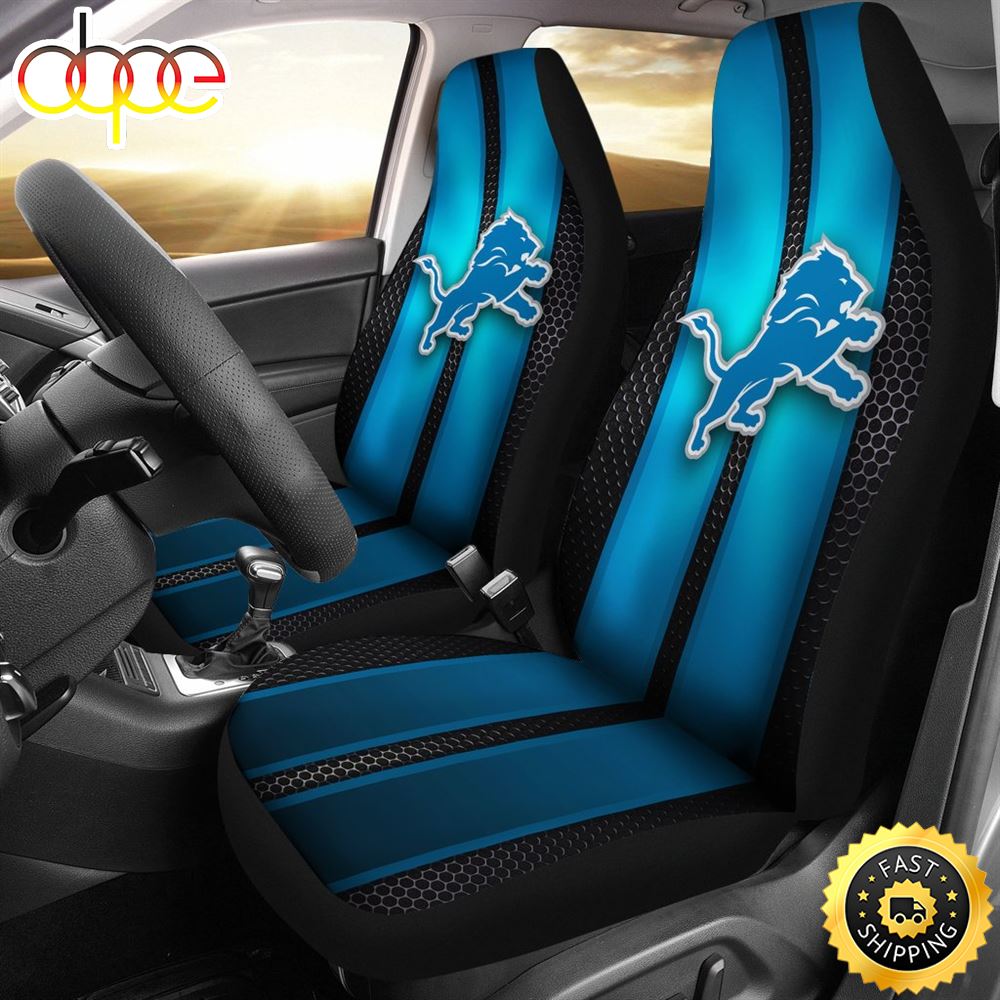 Incredible Line Pattern Detroit Lions Logo Car Seat Covers Eagoz5