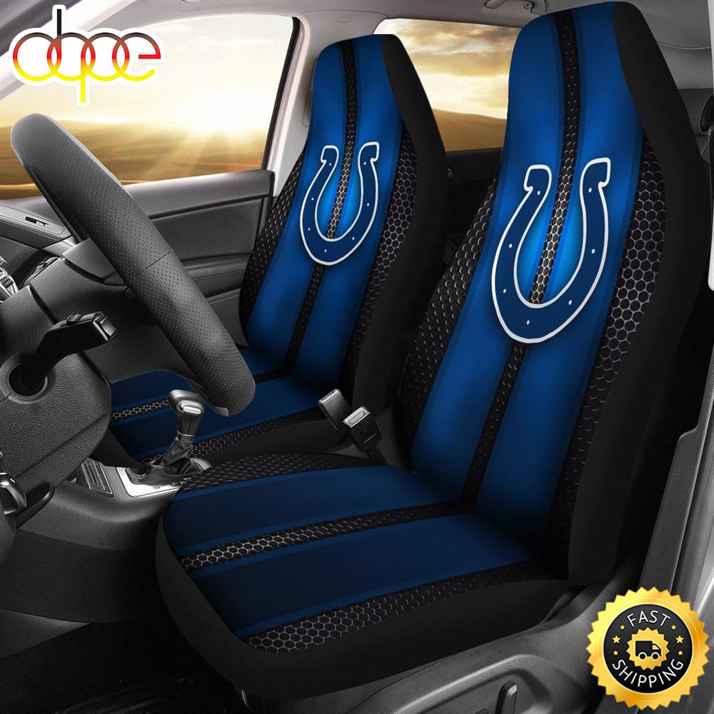 Incredible Line Pattern Indianapolis Colts Logo Car Seat Covers D6amxt