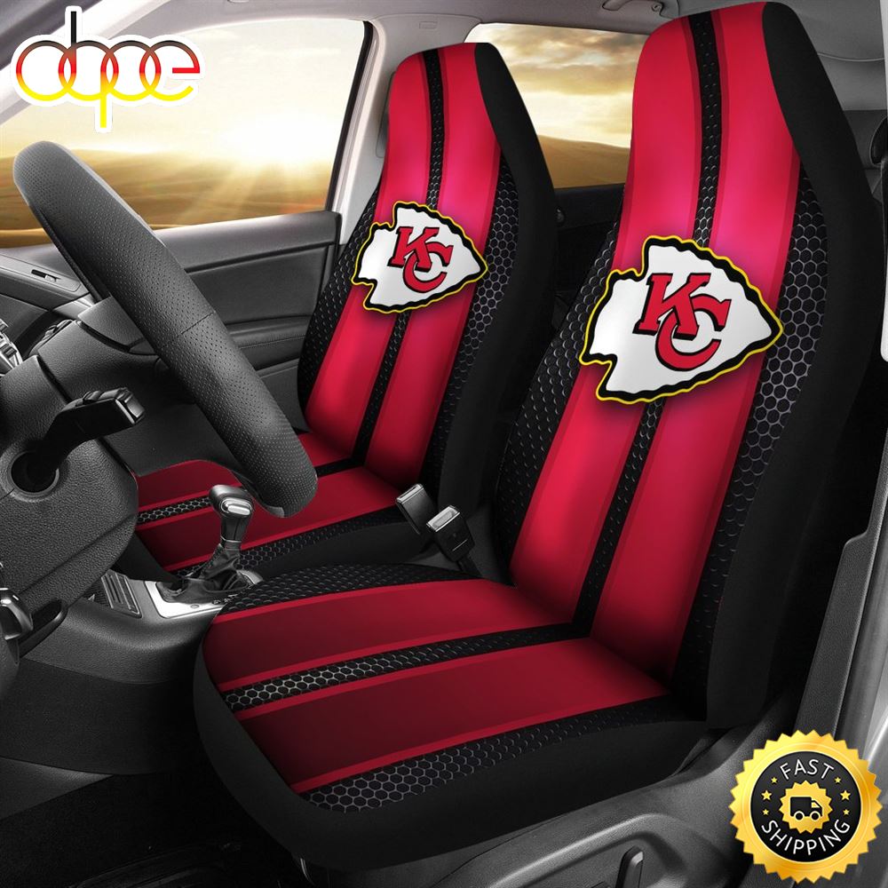Incredible Line Pattern Kansas City Chiefs Logo Car Seat Covers Szs72s