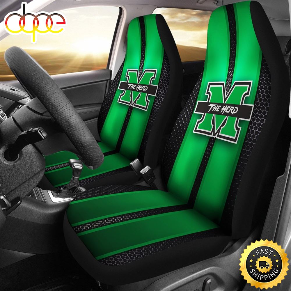 Incredible Line Pattern Marshall Thundering Herd Logo Car Seat Covers I8wgj1