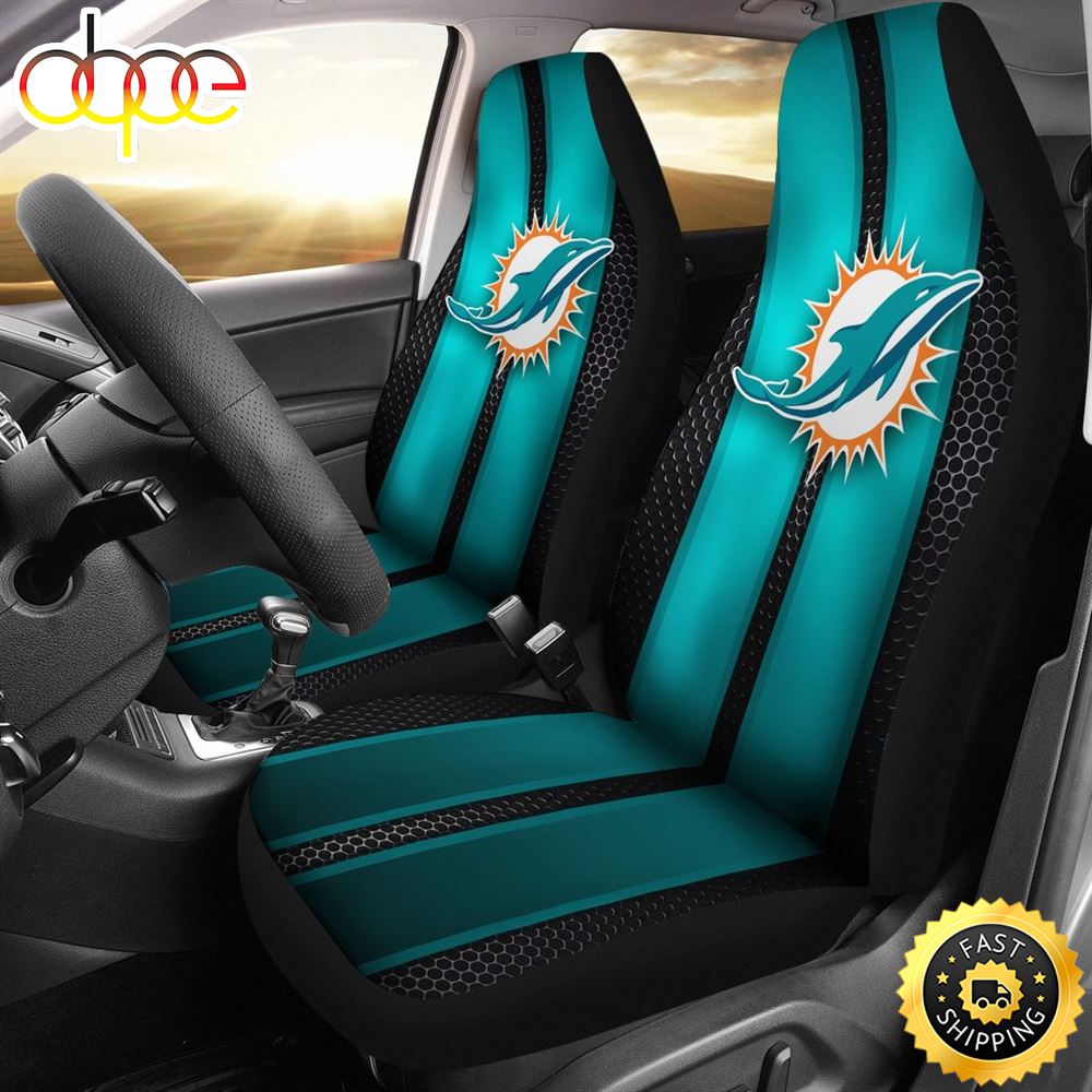 Incredible Line Pattern Miami Dolphins Logo Car Seat Covers Hp2jda