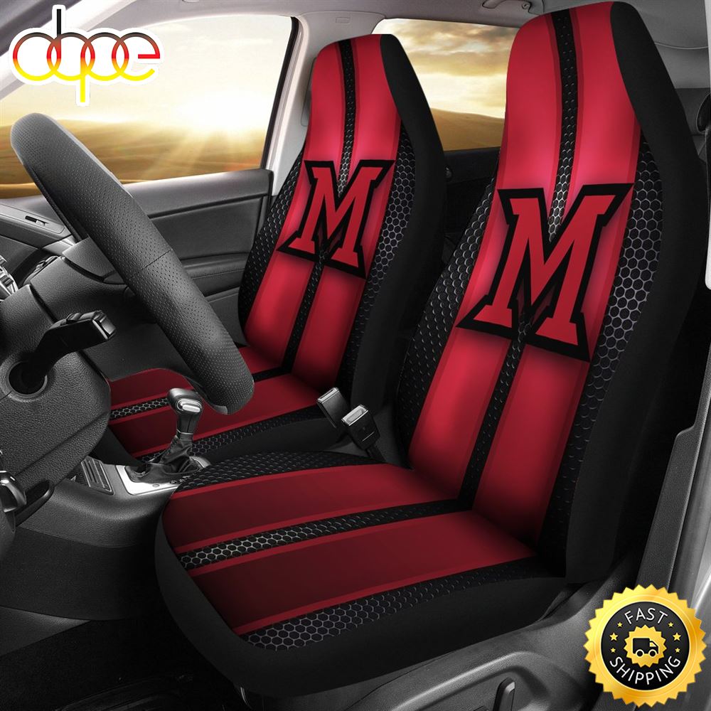 Incredible Line Pattern Miami RedHawks Logo Car Seat Covers Oryrrj