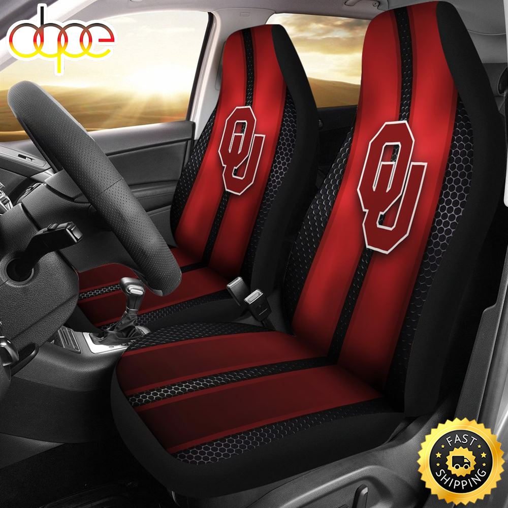 Incredible Line Pattern Oklahoma Sooners Logo Car Seat Covers Dg2ecy