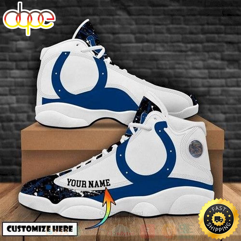 Indianapolis Colts Football Team Nfl Custom Name Air Jordan 13 Shoes S1aicq