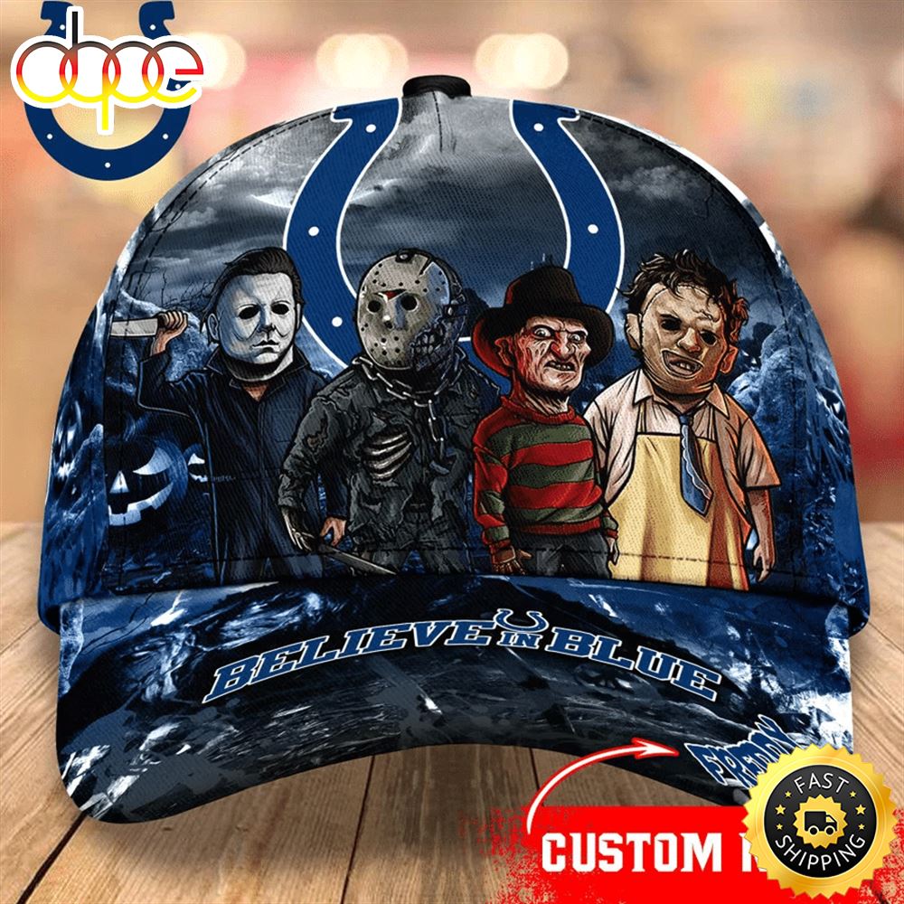 Indianapolis Colts Nfl Personalized Trending Cap Mixed Horror Movie Characters U7mvoz