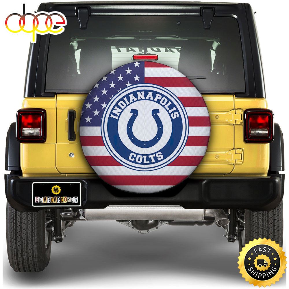 Indianapolis Colts Spare Tire Covers Custom US Flag Style Bboemw