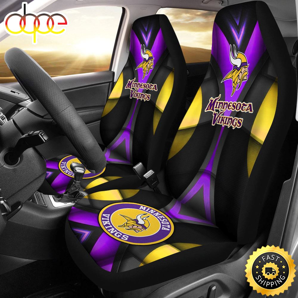 Innesota Vikings American Football Club Skull Car Seat Covers Nfl Car Accessories Custom For Fans T53tng