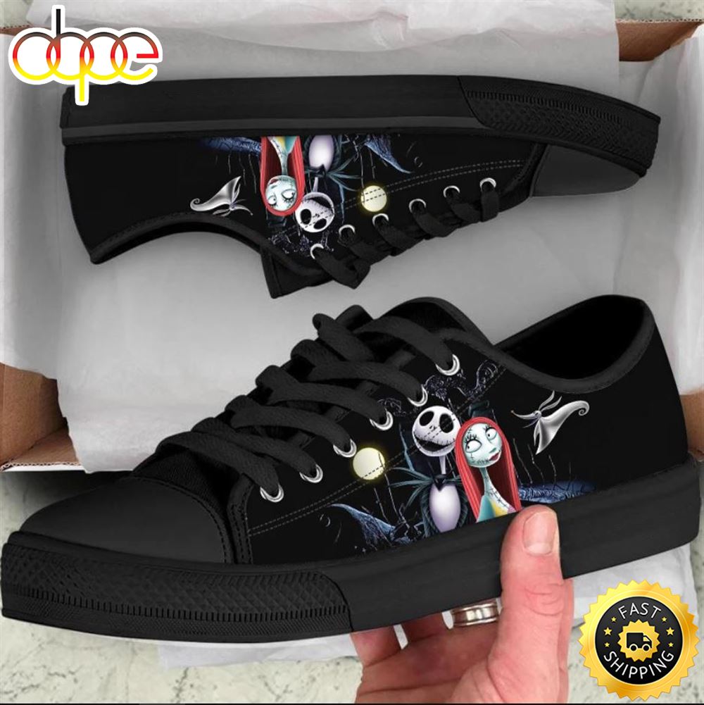 Jack Skellington Sally Women Low Top Canvas Shoes Osd0hk