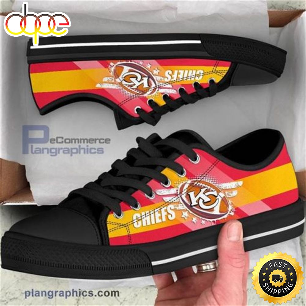 Kansas City Chiefs Canvas Shoes Black Low Top Punn39