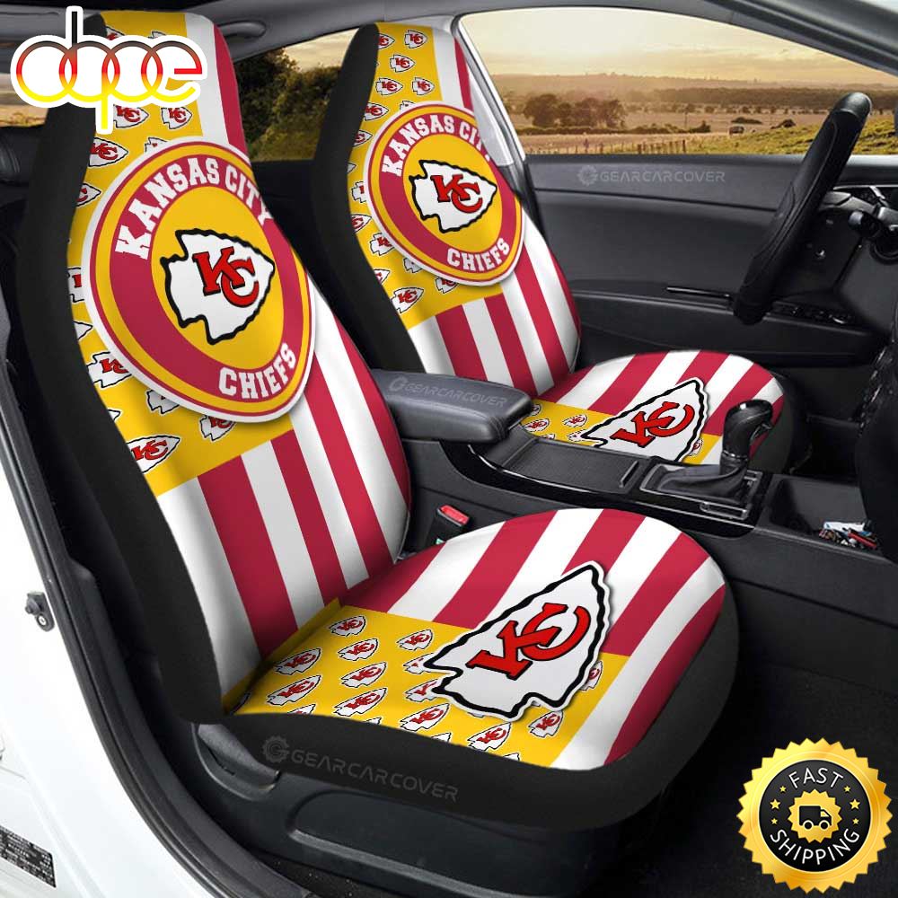 Kansas City Chiefs Car Seat Covers Custom Us Flag Style Jdmrrl